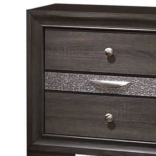 Sunvega Contemporary Gray Nightstand with 2 Drawers and Jewelry Storage