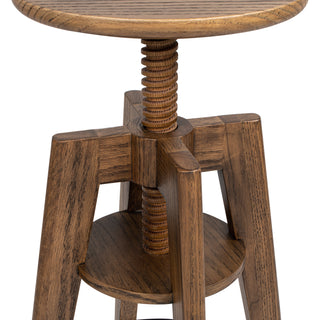 Sunvega Minimalist Oak Wood Adjustable Bar Counter Stool with Ergonomic Footrest