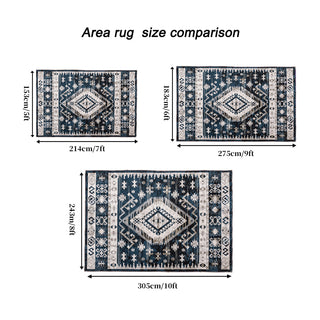 Sunvega Vintage Bohemian Geometric Faded Area Rug with Non-Slip Backing