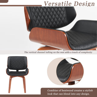 Sunvega Mid-Century Modern Dining Chair with 360° Swivel and PU Leather Upholstery