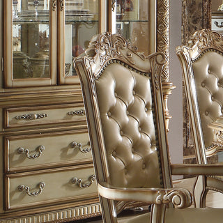 Sunvega Brown and Cherry Side Chair with Nailhead Trim and Floral Motif