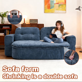 Sunvega Modern Corduroy Convertible Sofa Bed with Pillows and Quilt for Living Room