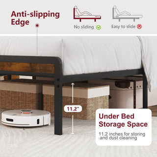 Sunvega Full Size Metal Platform Bed Frame with Adjustable Upholstered Headboard and RGB LED Lights