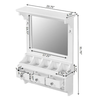 Sunvega Floating Makeup Vanity with Large Mirror Drawers Pockets and Hooks