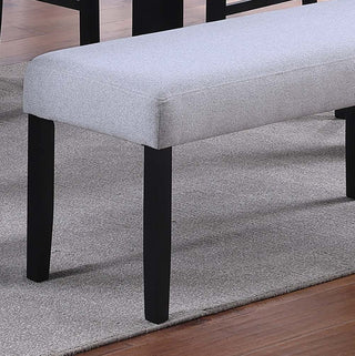 Sunvega Modern Charcoal Upholstered Dining Bench with Soft Fabric and Wooden Legs