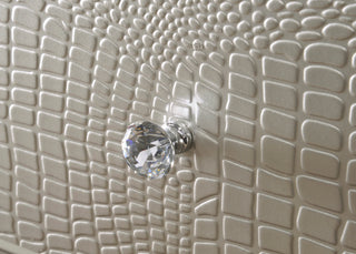 Sunvega Modern Glam Two Drawer Nightstand with Embossed Crocodile Pattern and Champagne Finish