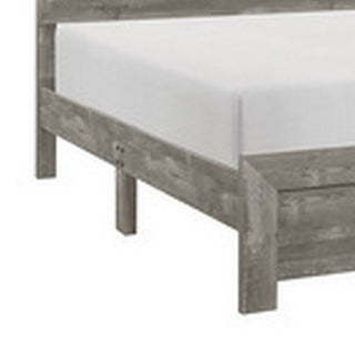 Sunvega Queen Bed with Panel Headboard and Footboard in Gray Veneer