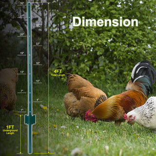 Sunvega Heavy Duty Steel Fence Post with U-Channel and Anchor Plate 5Pack