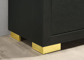 Sunvega Contemporary Black Chest with Gold Square Pulls and Metal Bracket Legs
