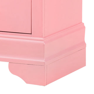 Sunvega Charming Pink Traditional Nightstand with Two Drawers for Bedroom
