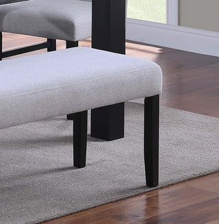 Sunvega Modern Charcoal Upholstered Dining Bench with Soft Fabric and Wooden Legs