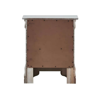 Sunvega Sleek Silver Champagne Nightstand with Two Spacious Drawers and Transitional Design