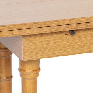 Sunvega Modern Farmhouse Folding Trestle Console to Dining Table in Natural Oak