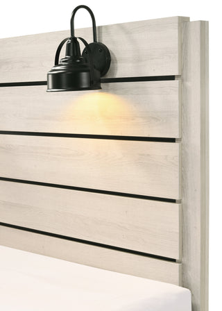 Sunvega Rustic Style Butcher Block Finish Weathered Cream White King Size Platform Bed