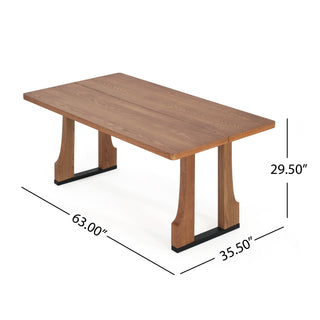 Sunvega 63 Inch Rectangular Dining Table with Farmhouse Pedestal Base