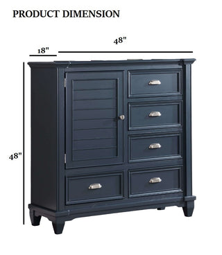 Sunvega Transitional Slate Blue Armoire with Nickel Knobs and Ball Bearing Glides