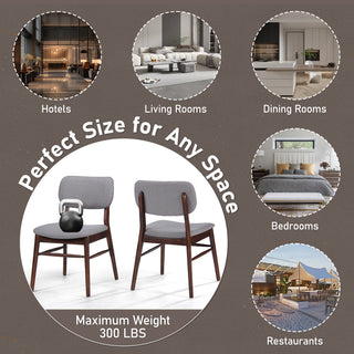 Sunvega Mid-Century Upholstered Dining Chairs with Rubberwood Frame in Walnut and Charcoal