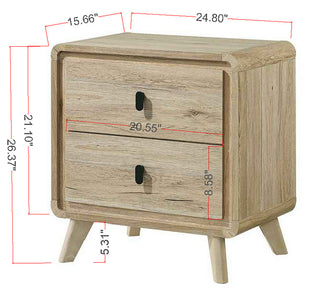 Sunvega Mid-century Style Nightstand with Two Drawers and Warm Wood-inspired Finish