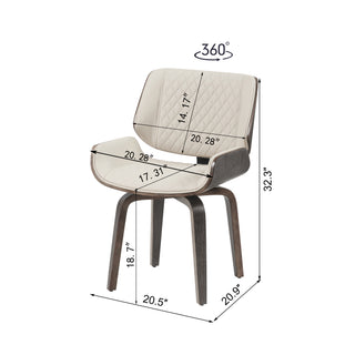 Sunvega Mid-Century Modern Dining Chair with 360° Swivel and PU Leather Upholstery