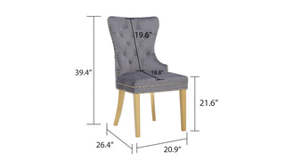 Sunvega Gold Velvet Upholstered Dining Chair with Lion Head Accent and Quilted Back