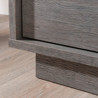 Sunvega Modern Gray 4-Drawer Chest with Faux Marble Top and Louvered Fronts