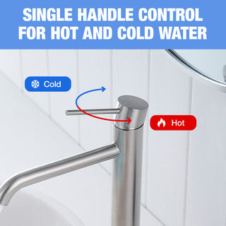 Sunvega Brushed Nickel Single Hole Waterfall Bathroom Sink Faucet with Single Handle