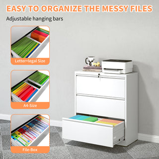 Sunvega 4 Drawer Metal Vertical File Cabinet with Lock for A4 Legal Letter Size