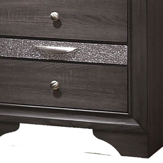 Sunvega Contemporary Gray Nightstand with 2 Drawers and Jewelry Storage