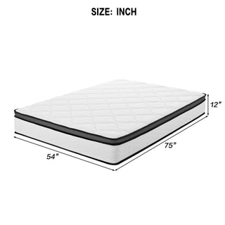 Sunvega 12 Inch Full Hybrid Mattress with Pocket Coils and Memory Foam for Medium Firm Pressure Relief