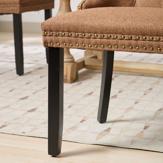 Sunvega Modern High-end Tufted Linen Upholstered Dining Chair with Wood Legs Nailhead Trim