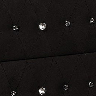 Sunvega Black Velvet Nightstand with Crystal Knobs and Two Drawers