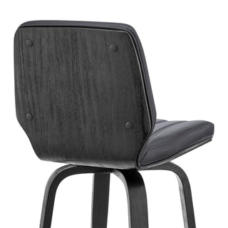 Sunvega 30 Inch Swivel Gray Faux Leather and Black Wood Bar Stool