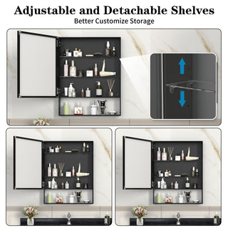 Sunvega Wall Mounted Medicine Cabinet with Mirror and Adjustable Storage Shelves