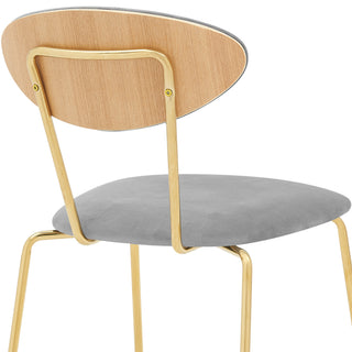 Sunvega Modern Gray Velvet and Gold Metal Leg Dining Chairs Set of 2