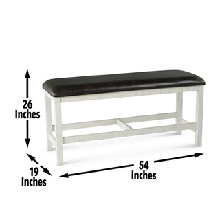 Sunvega Dark Gray Vegan Leather Counter Bench with Acacia Wood Frame