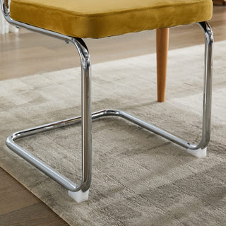 Sunvega Mid Century Modern Dining Chairs Set of 2 with Velvet Upholstery and Natural Rattan Back