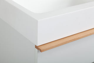Sunvega White Wall Mounted Bathroom Vanity with Integrated Acrylic Sink and Soft-Close Drawers