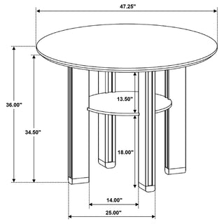 Sunvega Brown Round Counter Height Dining Table with Open Shelf and Angular Legs
