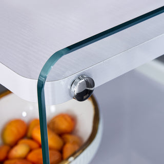 Sunvega Three Layer Bedside Cabinet with MDF Board and Transparent Tempered Glass