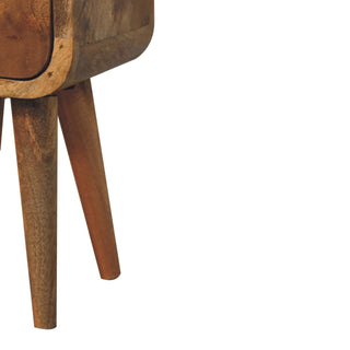 Sunvega Ultra-Compact Solid Mango Wood Bedside Table with Two Drawers