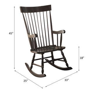 Sunvega Dark Brown Synthetic Leather and Espresso Finish Rocking Chair with Upholstered Cushions