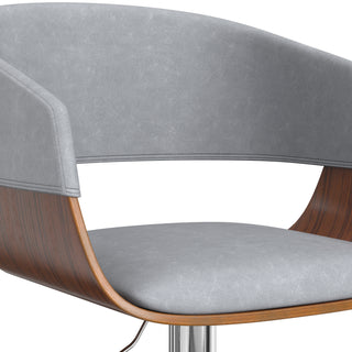 Sunvega Adjustable Swivel Bar Stool with Footrest in Stone Grey Faux Leather