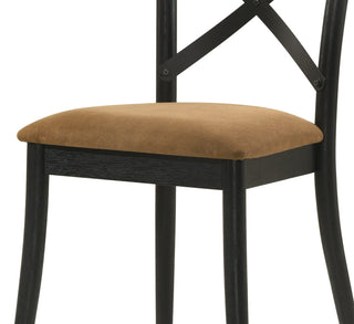 Sunvega Hillary Brown Leather Aire Walnut & Black Finish Side Chair Set of 2