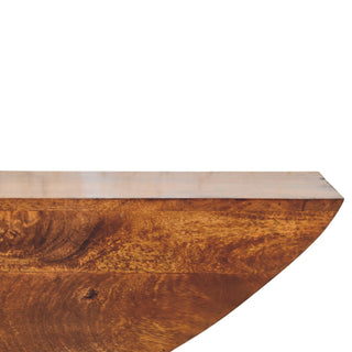 Sunvega Handcrafted Solid Mango Wood Crescent Floating Shelf with Chestnut Finish