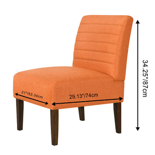 Sunvega Modern Orange Accent Armless Lounge Chair with Tufted Upholstery and Wood Legs