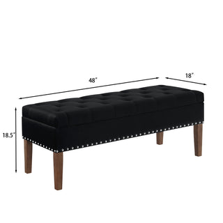 Sunvega Plush Tufted Storage Bench with Nail Accent for Bedroom Seating