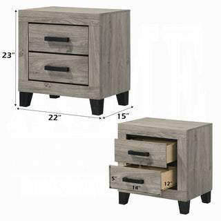Sunvega Farmhouse Style Light Gray Finish Wooden Nightstand with Storage Drawers