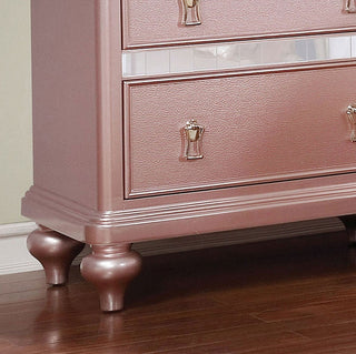 Sunvega Glam Silver Finish Nightstand with Mirror Panels and Crystal Knobs