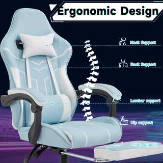 Sunvega Ergonomic Gaming Chair with Massage Lumbar Backrest and Retractable Footrest