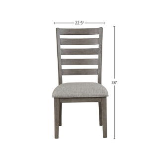Sunvega Ladderback Side Chair with Upholstered Seat in Rustic Gray Finish